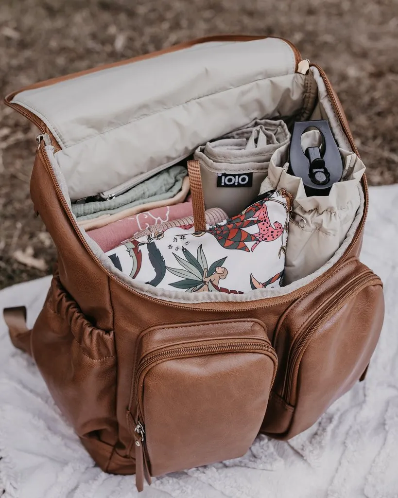 OiOi Signature Nappy Backpack - Tan Vegan Leather