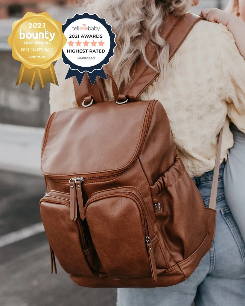 OiOi Signature Nappy Backpack - Tan Vegan Leather