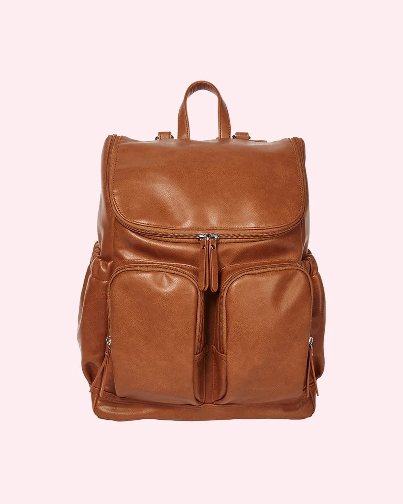 OiOi Signature Nappy Backpack - Tan Vegan Leather