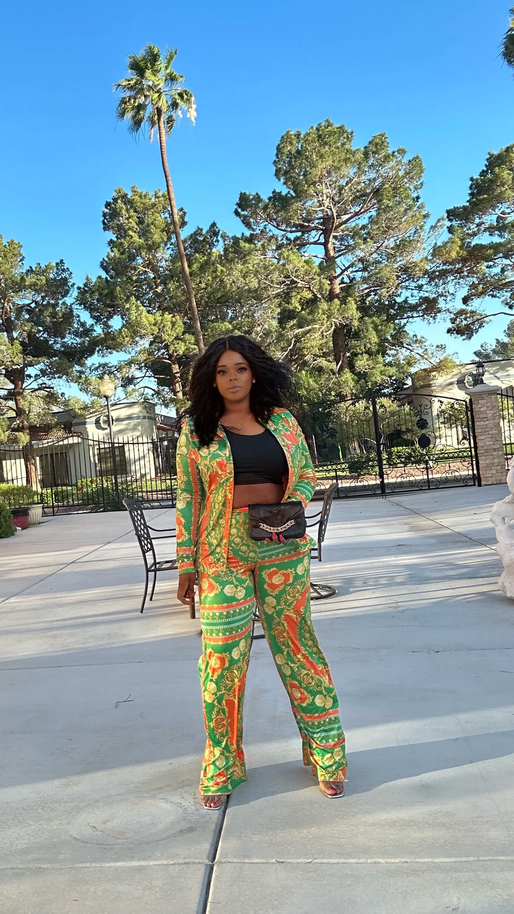 Orange & Green   plus size 2pcs set