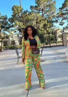 Orange & Green   plus size 2pcs set