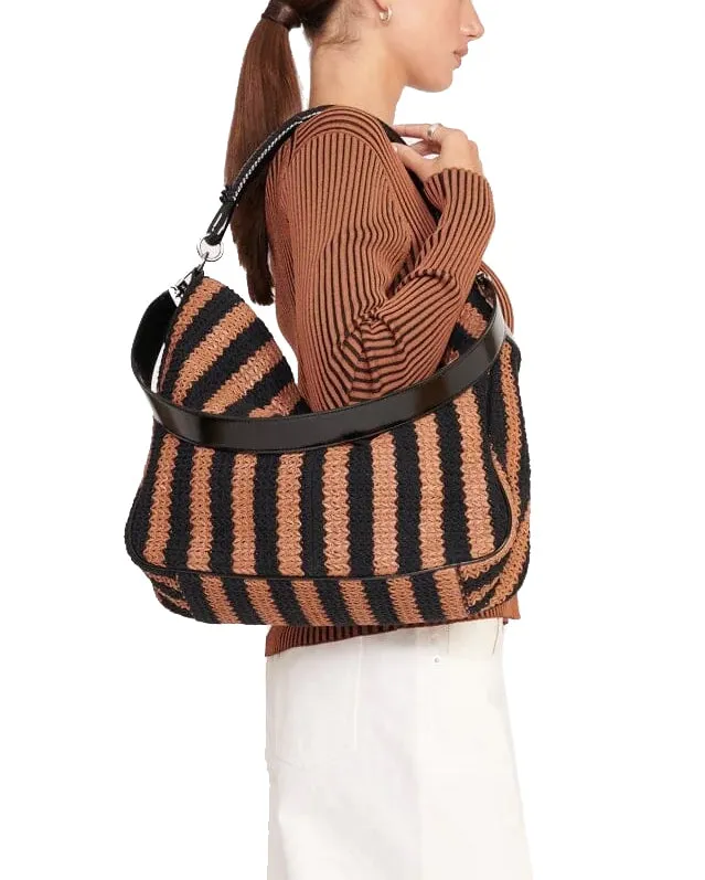 Perry Raffia Bag (Black/Tan Seashore Stripe)