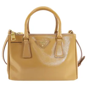 Prada Caramel Small Patent Leather Galleria Two-Way Tote Bag