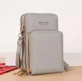 Sarah Cell Phone Cross Body Grey