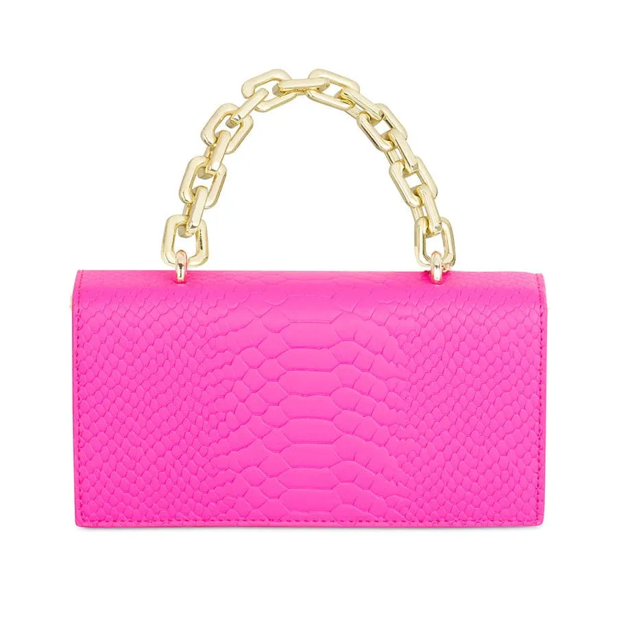 Chic Sarah Hot Pink Leather Purse with Adjustable Strap