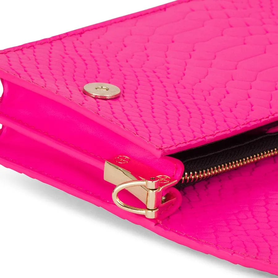 Chic Sarah Hot Pink Leather Purse with Adjustable Strap