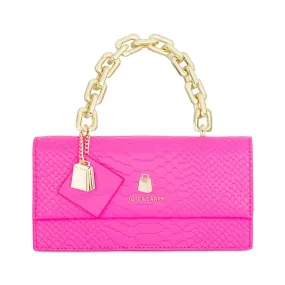 Chic Sarah Hot Pink Leather Purse with Adjustable Strap