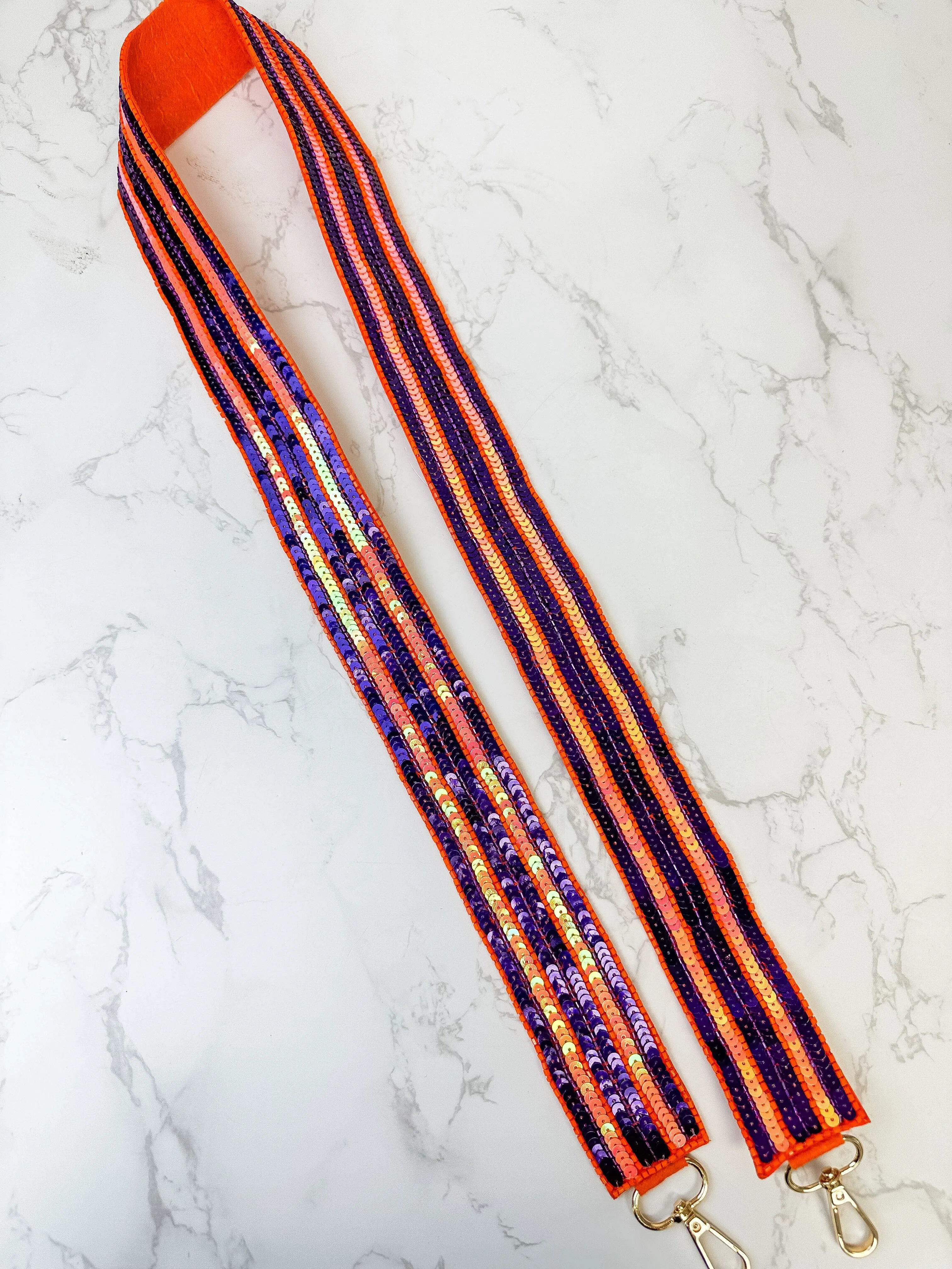 Sequin Purse Strap - Orange & Purple