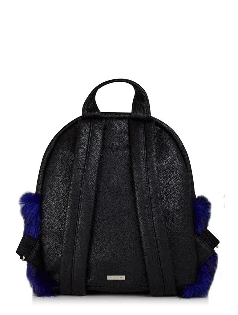 Skinny Dip Charlie Navy Fur Mini Backpack