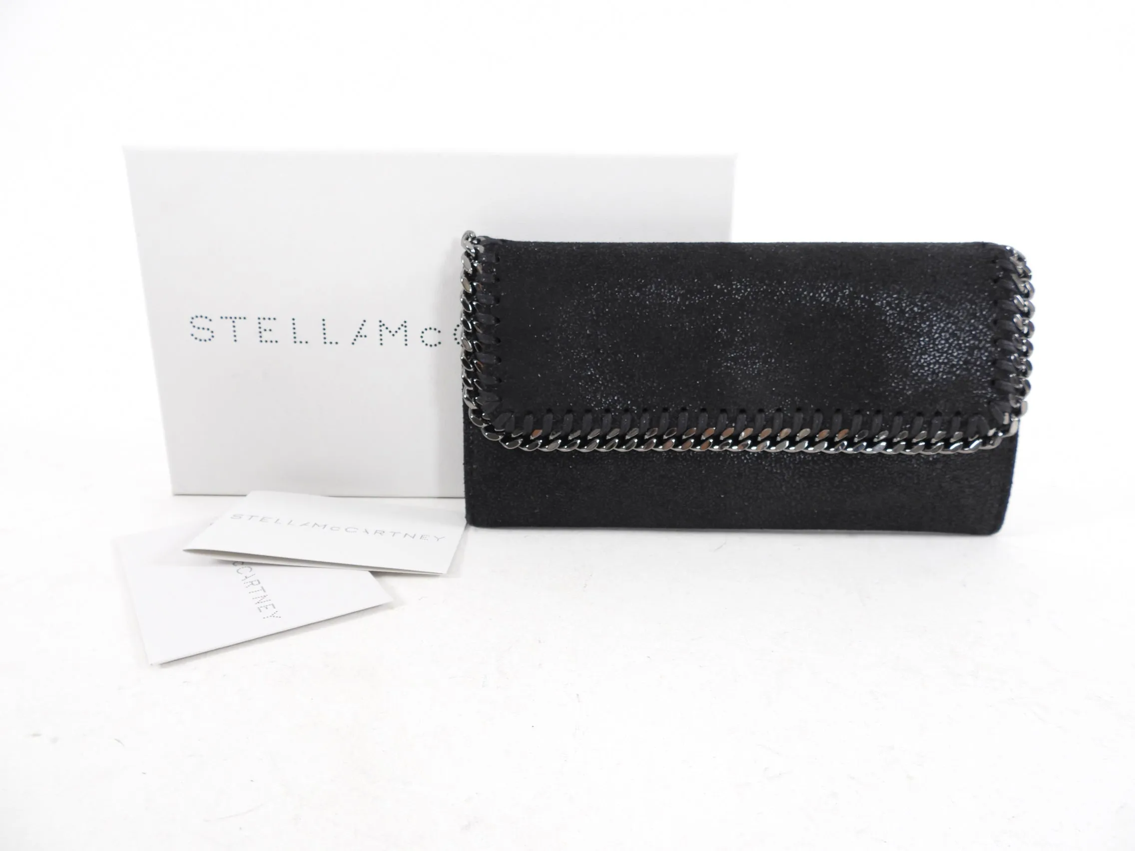 Stella McCartney Black Falabella Chain Trim Wallet