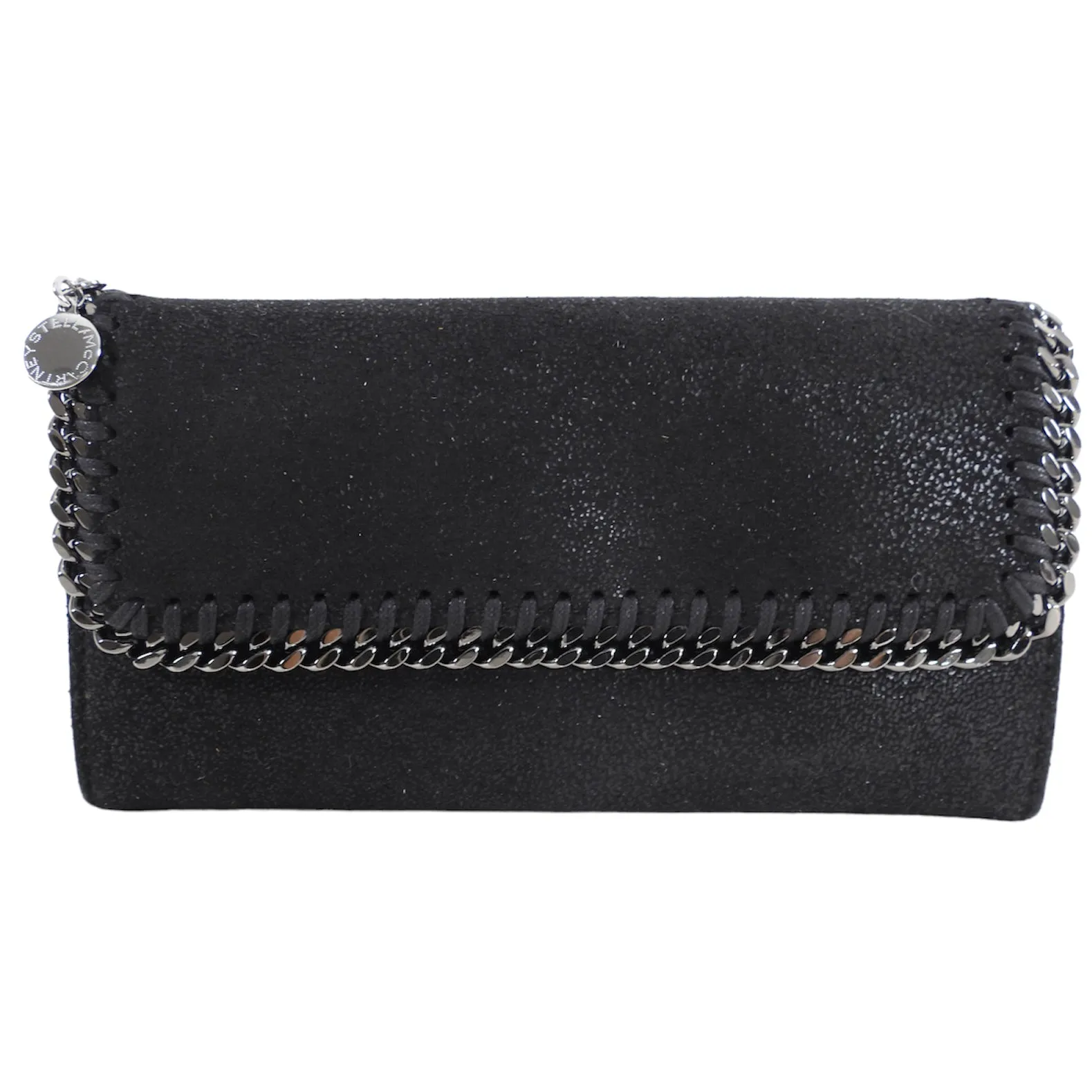 Stella McCartney Black Falabella Chain Trim Wallet