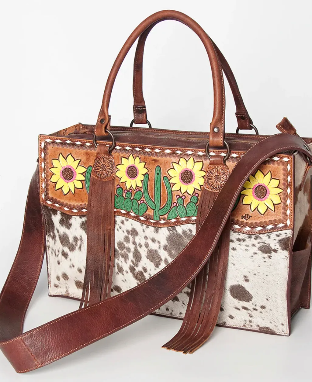 Sunflower Cactus Cowhide Purse