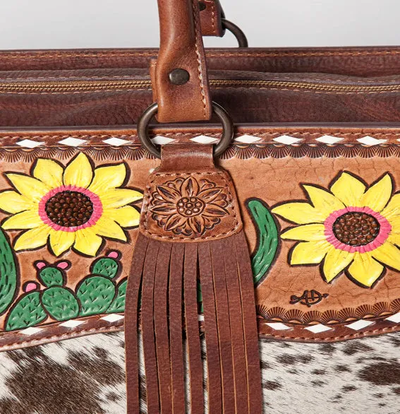 Sunflower Cactus Cowhide Purse