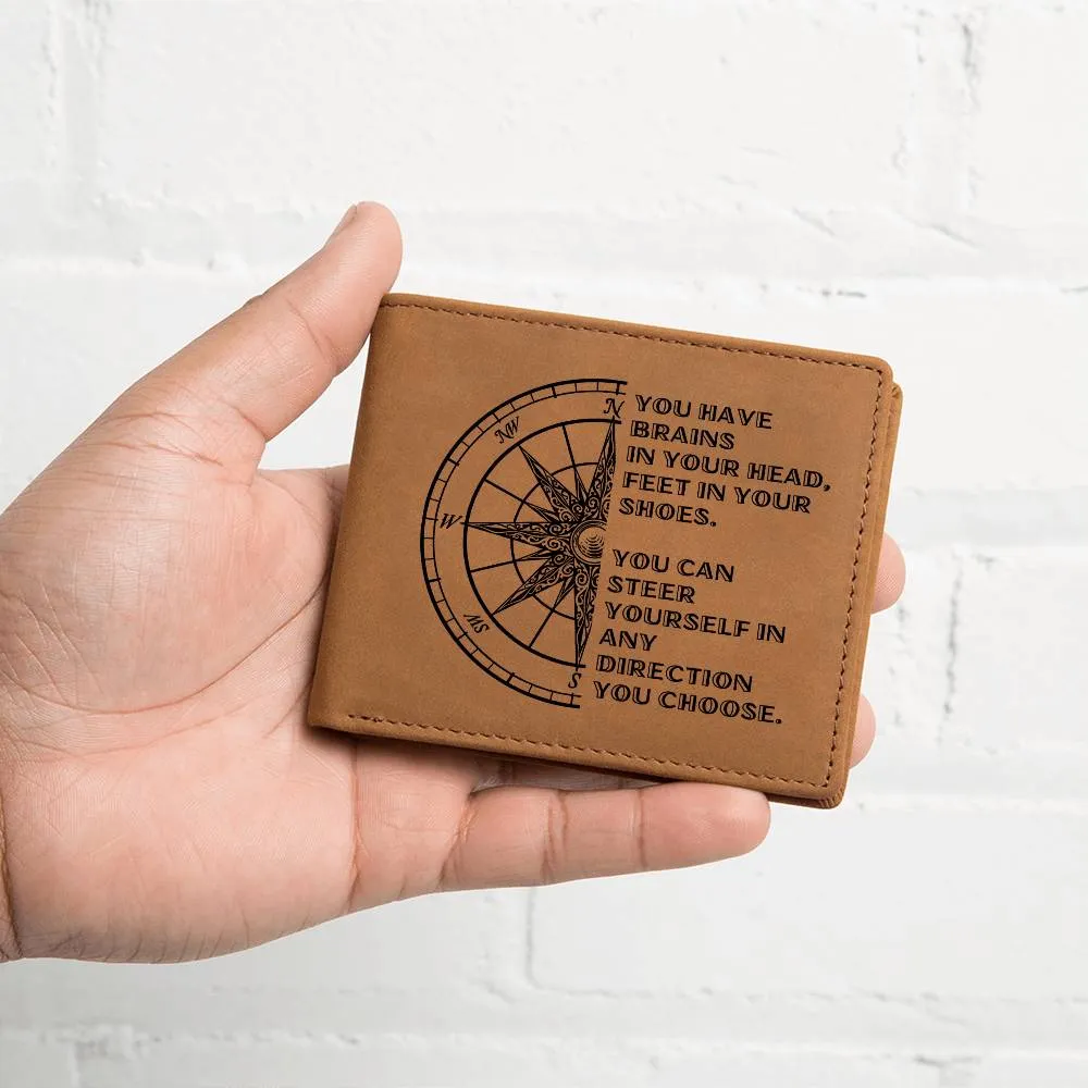 To Son Gift or Grandson Gift, Inspirational Graphic Leather Wallet, Steer Yourself in any Direction