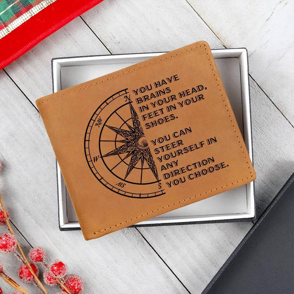 To Son Gift or Grandson Gift, Inspirational Graphic Leather Wallet, Steer Yourself in any Direction