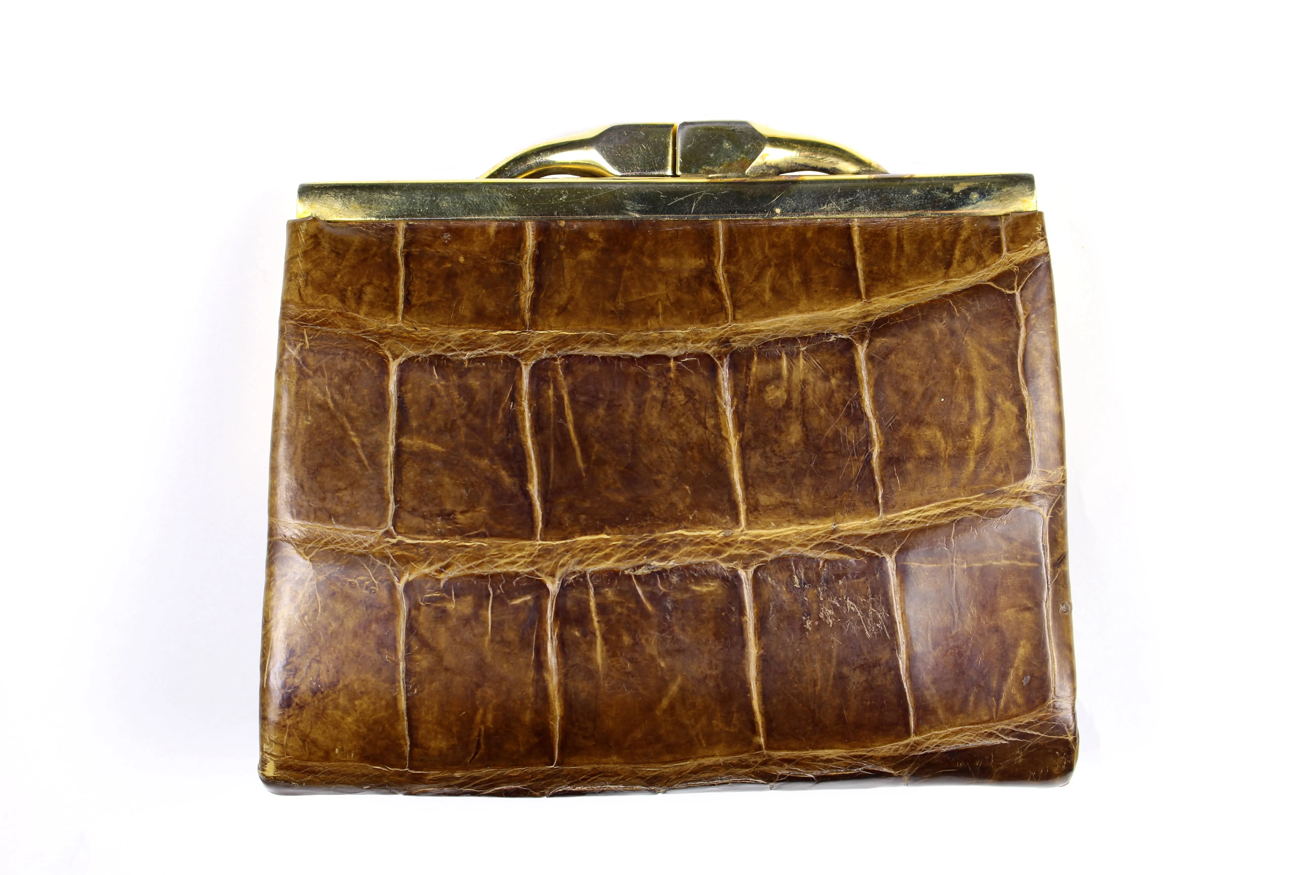 Premium Tobacco-Colored Crocodile Skin Coin Purse