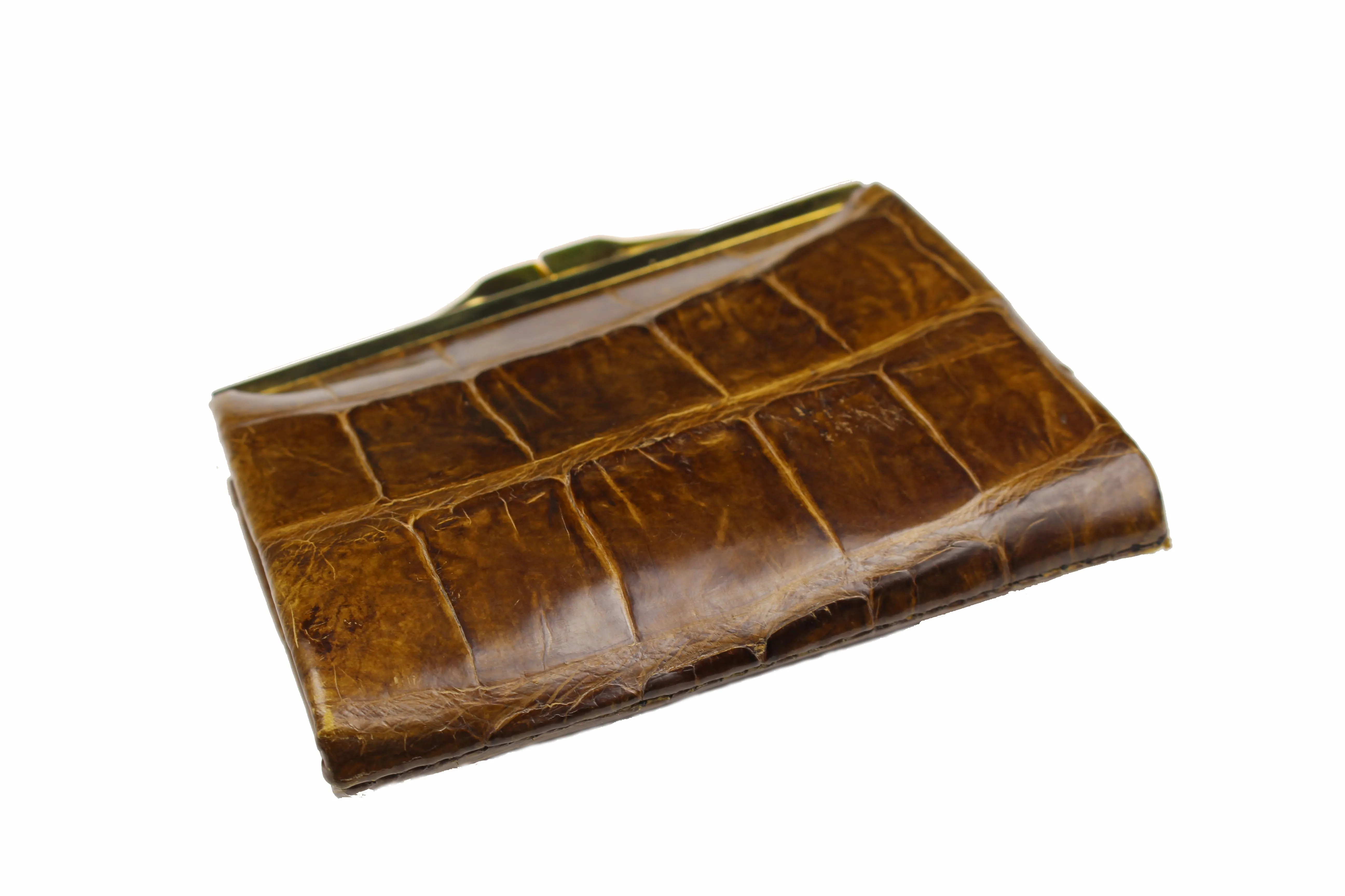 Premium Tobacco-Colored Crocodile Skin Coin Purse