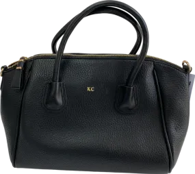 Tom & Eva Black Leather Hand Bag With Personalisation Kc One Size