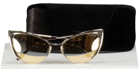 Tom Ford Metallic Natasya Gold Mirror Cat Eye Sunglasses In Case