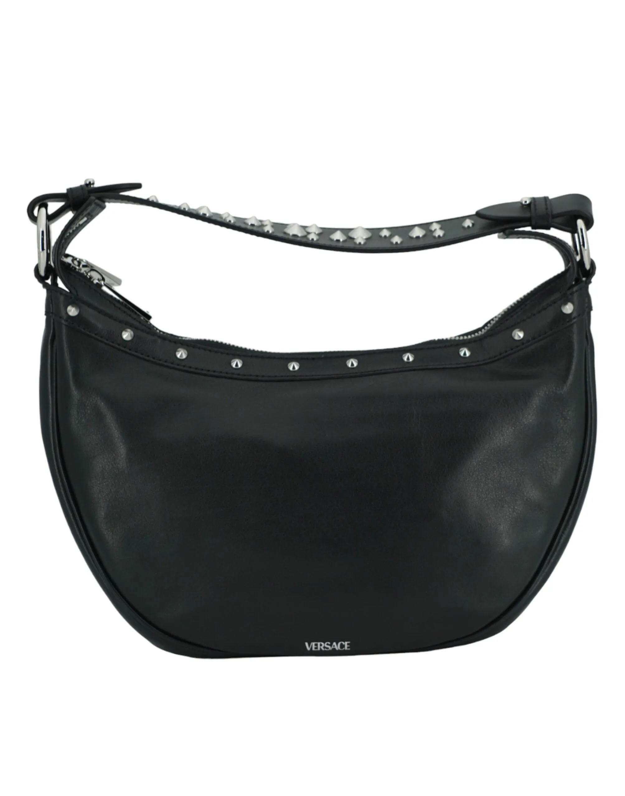 Versace Calf Leather Small Hobo Shoulder Bag with Medusa Head Logo 'Black'