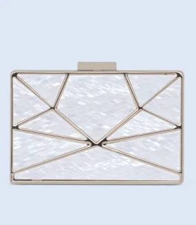 WB2454-IVORY-Women Snazzy Clutch