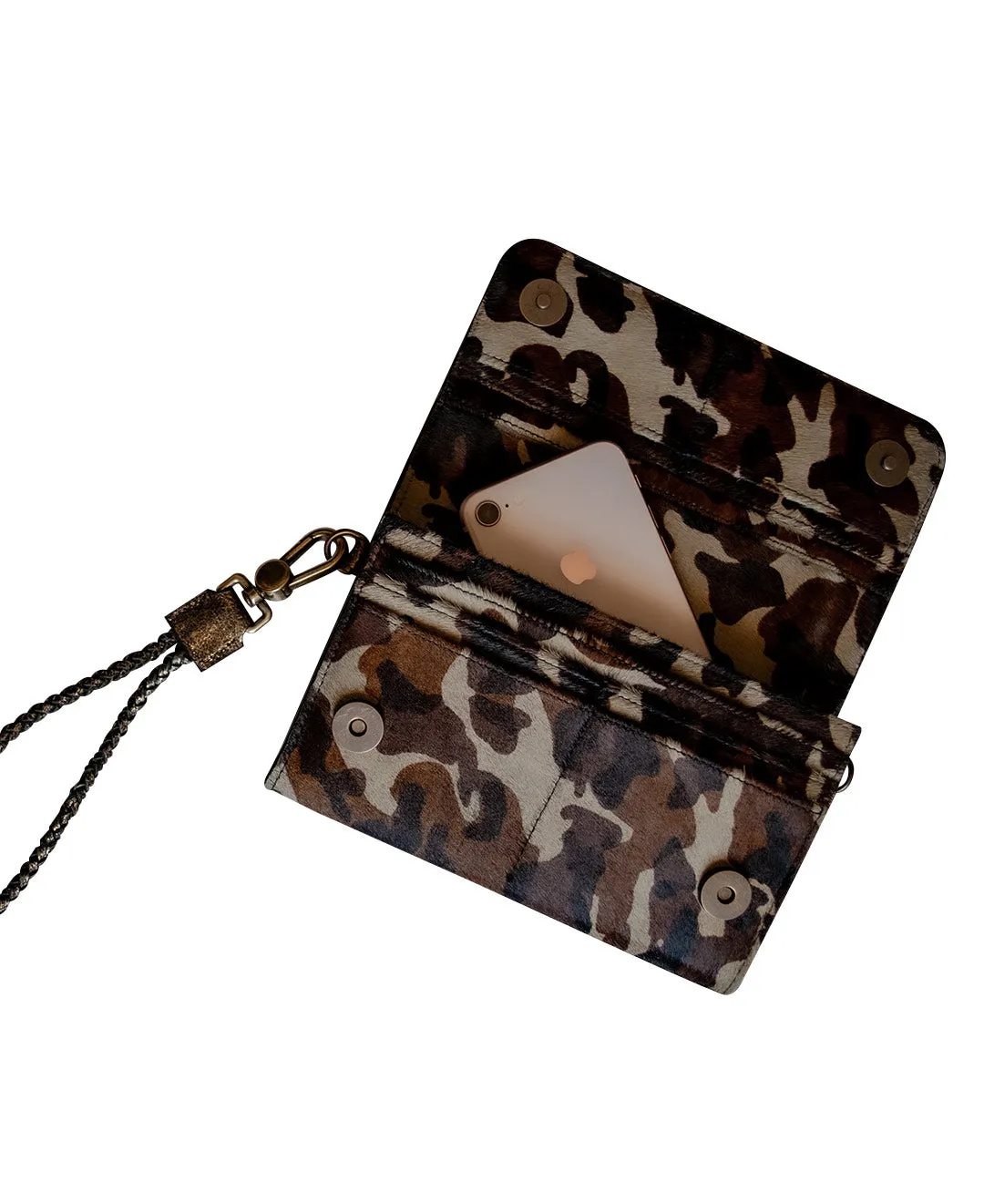 Women's Bifold MILA Wallet Wristlet - Cowhide Leather Fur