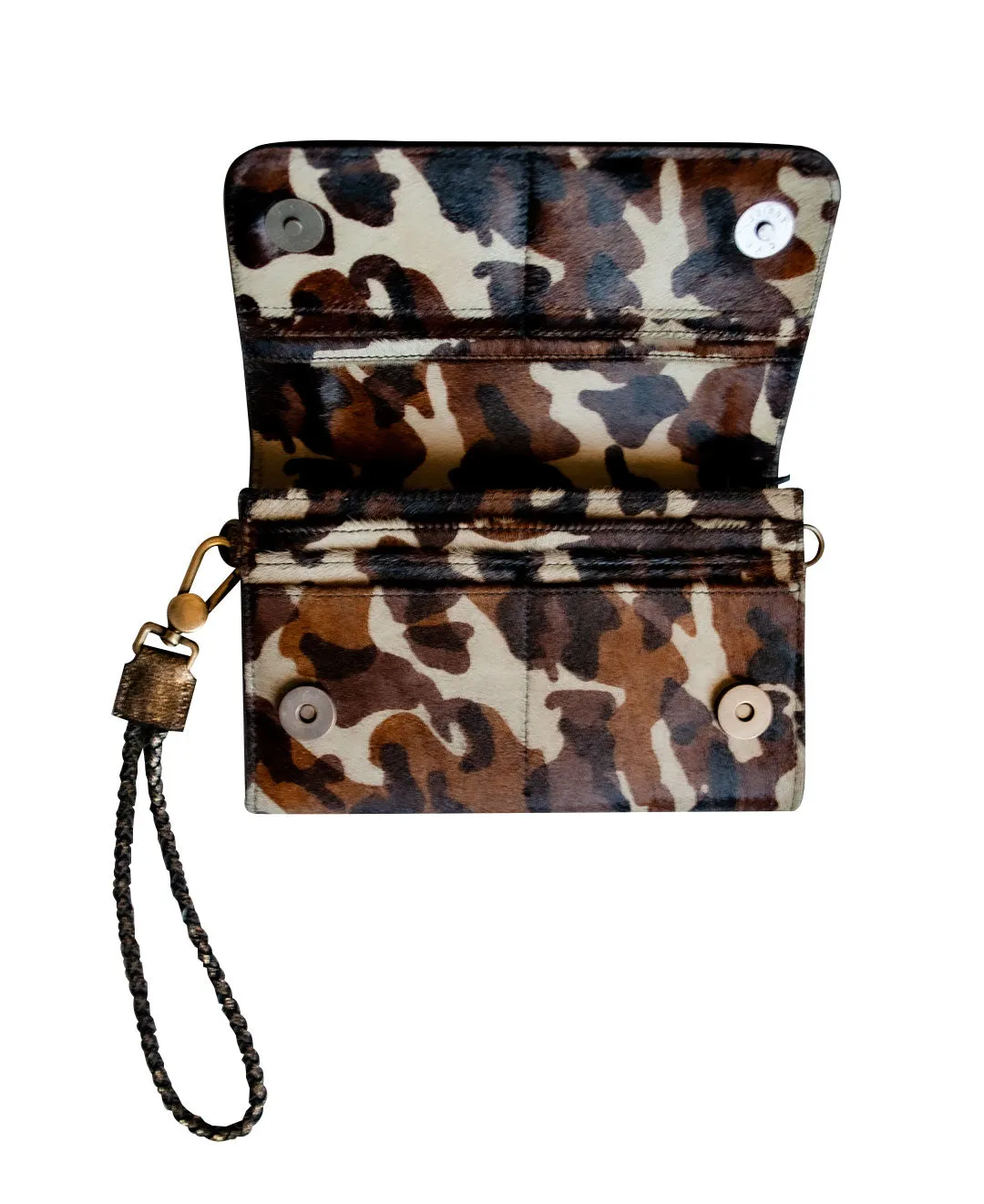 Women's Bifold MILA Wallet Wristlet - Cowhide Leather Fur