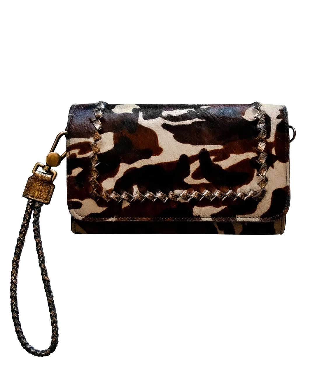 Women's Bifold MILA Wallet Wristlet - Cowhide Leather Fur