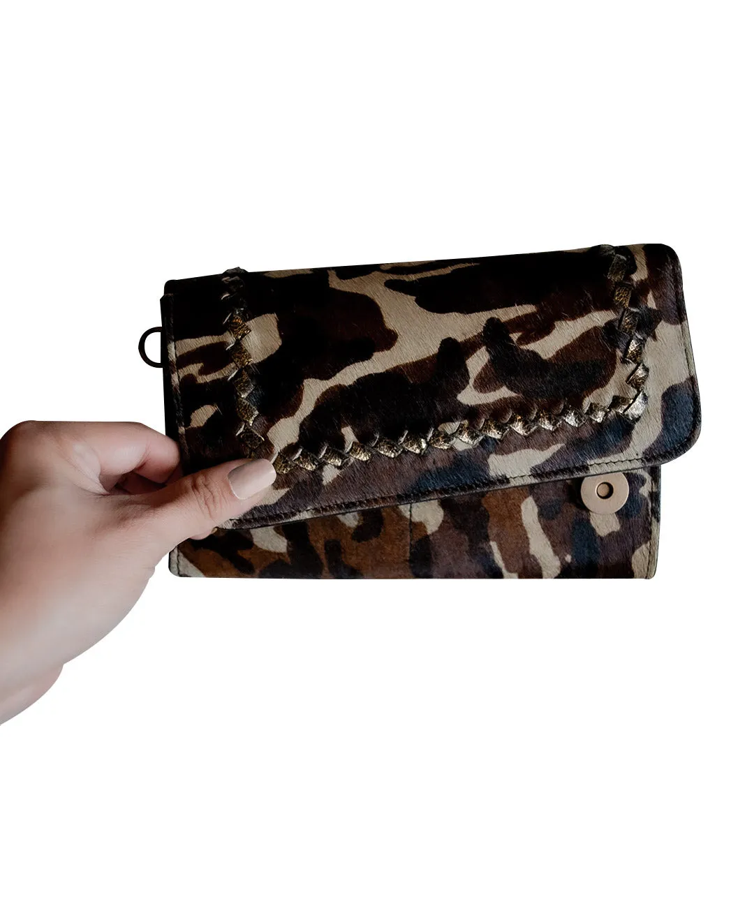 Women's Bifold MILA Wallet Wristlet - Cowhide Leather Fur